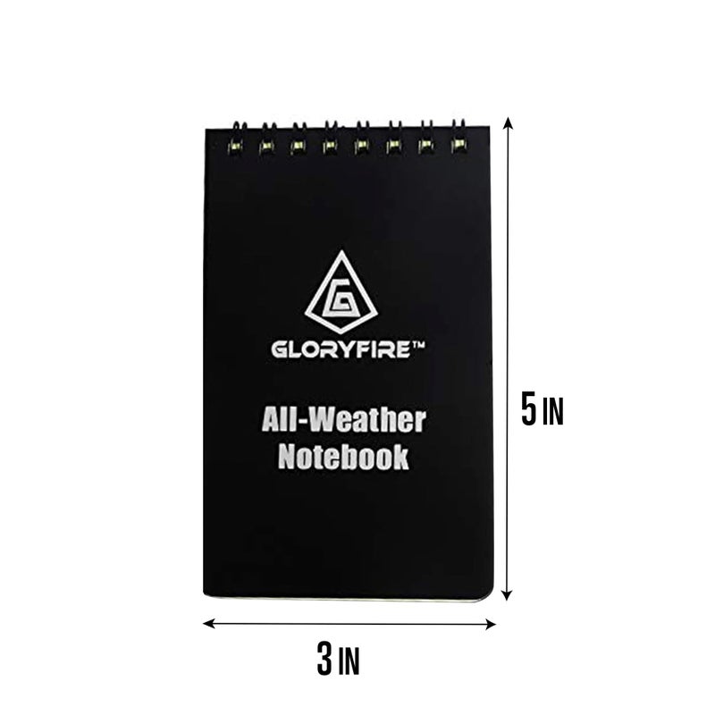 GLORYFIRE Waterproof Notebook All Weather Shower Pocket Tactical Notepad with Cover Steno Pad Memo Book (5pcs) - Image 3