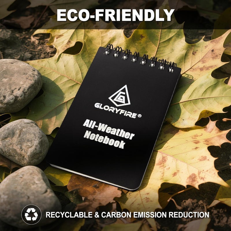 GLORYFIRE Waterproof Notebook All Weather Shower Pocket Tactical Notepad with Cover Steno Pad Memo Book (5pcs) - Image 5