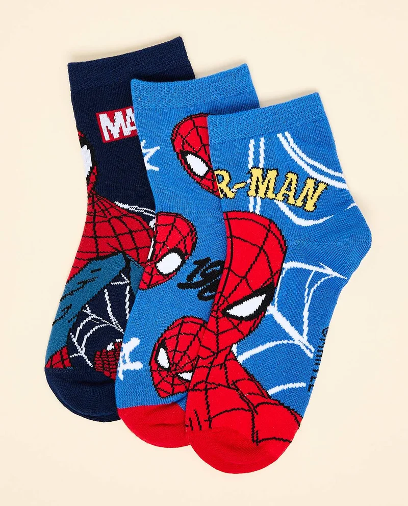 R&B 3 Pack Spider-Man Print Ankle Socks