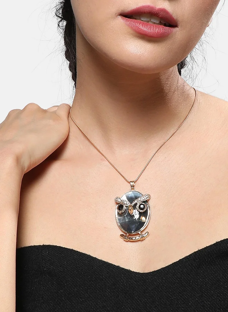 سوهي قلادة كريستال بومة - قمر أسود