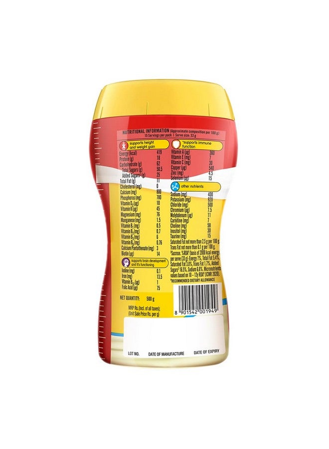Complan Complan Nutrition Drink Powder for Children, Creamy Classic Flavour, 500 g Jar | Nutrition drink for kids with protein & 34 vital nutrients  - Image 2