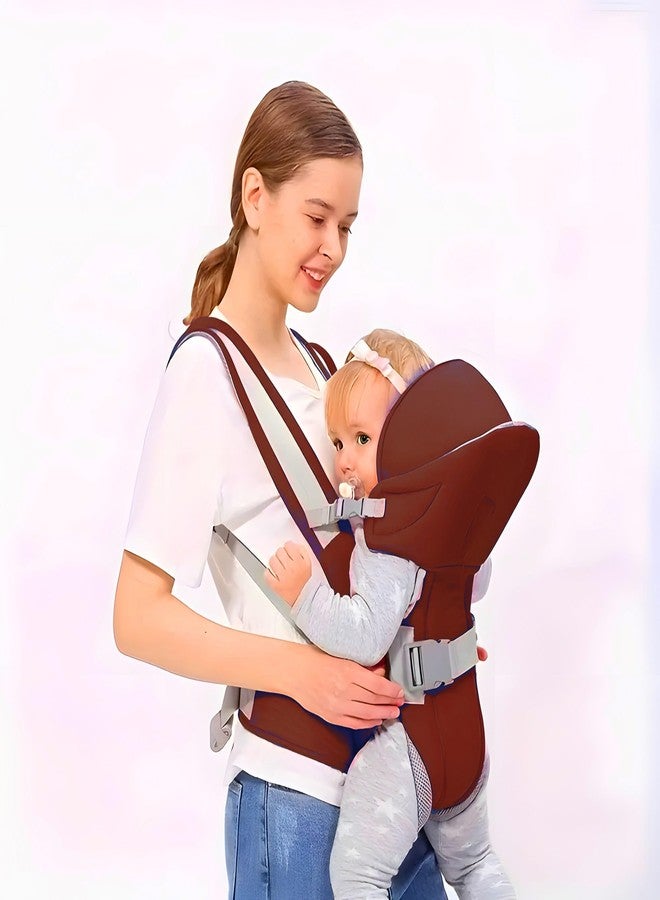 ZETO Front Carry Facing Carrier Bag, Adjustable Hands-Free 4-in-1 Baby/Sling Carrier Bag, Child Safety Strip, and Baby Back Carrier Bag (RED) (Brown) - Image 1