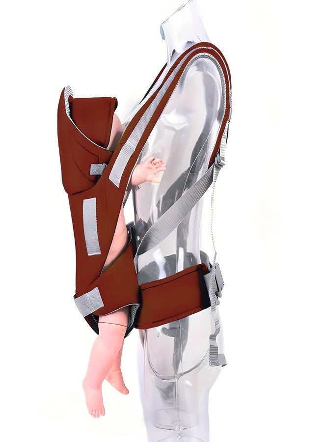 ZETO Front Carry Facing Carrier Bag, Adjustable Hands-Free 4-in-1 Baby/Sling Carrier Bag, Child Safety Strip, and Baby Back Carrier Bag (RED) (Brown) - Image 4