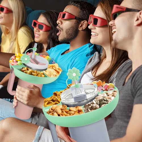 insefocc Snack Bowl for Stanley Cup 40 oz with Handle-Perfectly Compatible with Stanley Quencher H2.0 Tumbler 40 oz with Handle, Reusable Silicone Snack Tray, Stanley cup accessories (teal Snack Bowl) - Image 5