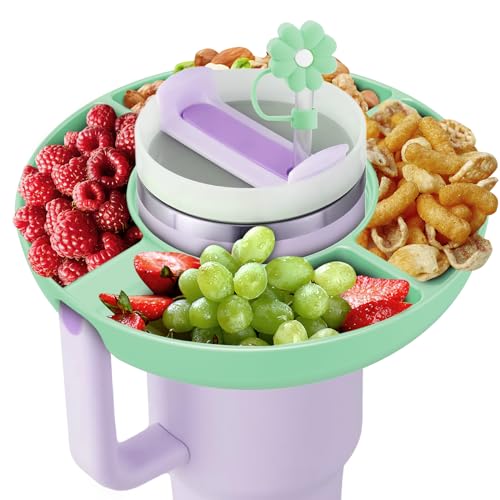 insefocc Snack Bowl for Stanley Cup 40 oz with Handle-Perfectly Compatible with Stanley Quencher H2.0 Tumbler 40 oz with Handle, Reusable Silicone Snack Tray, Stanley cup accessories (teal Snack Bowl) - Image 1