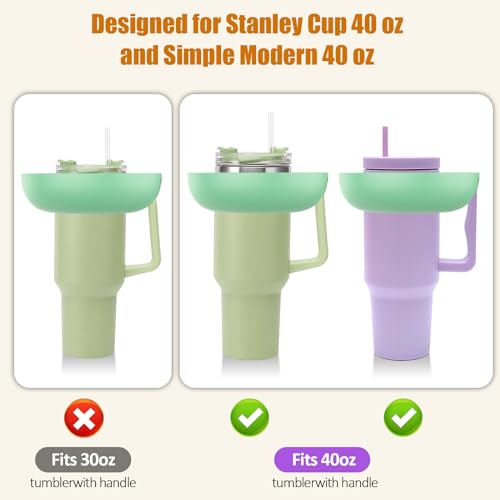 insefocc Snack Bowl for Stanley Cup 40 oz with Handle-Perfectly Compatible with Stanley Quencher H2.0 Tumbler 40 oz with Handle, Reusable Silicone Snack Tray, Stanley cup accessories (teal Snack Bowl) - Image 2