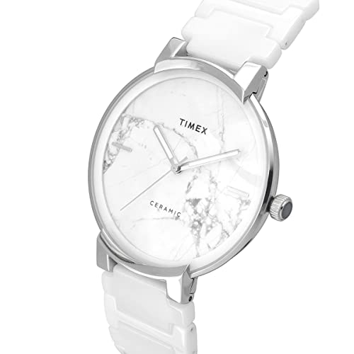 TIMEX Analog Watch for Man with White Round Dial & White Ceramic Bracelet Band Water Resistant Men's Wrist Watches - TWEG21200 - Image 2