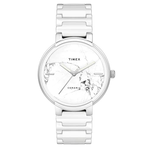 TIMEX Analog Watch for Man with White Round Dial & White Ceramic Bracelet Band Water Resistant Men's Wrist Watches - TWEG21200 - Image 1
