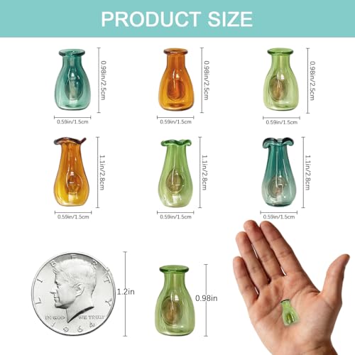 Frayot 6Pcs Mini Vase Magnets for Fridge, Resin Cute 3D Magnetic Vase Decor for Refrigerator, Office, Locker (with Flowers,Green+Brown) - Image 2