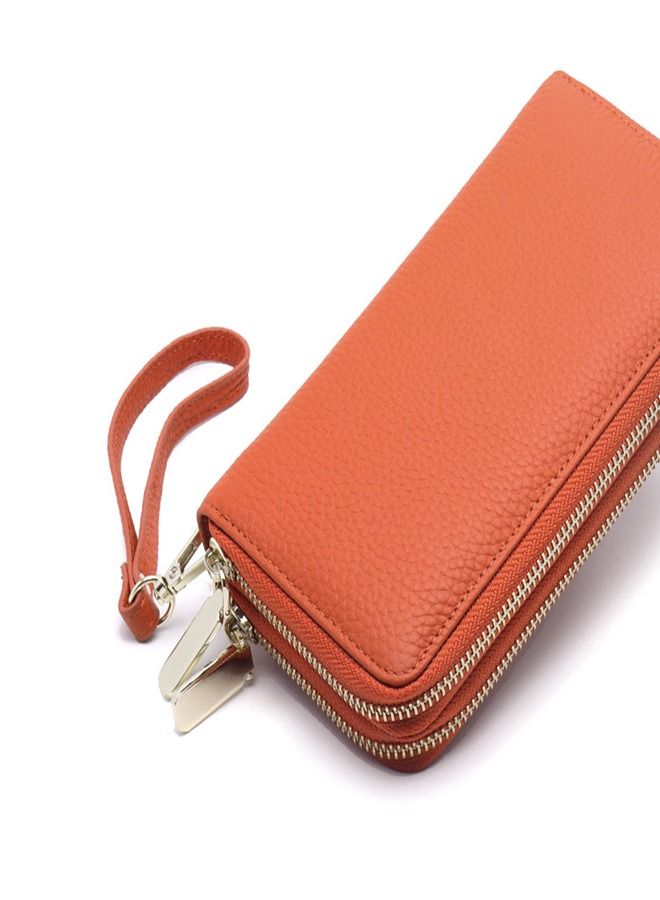 Loquat Multiple Compartment Double-Zip Wallet Orange  - Image 2