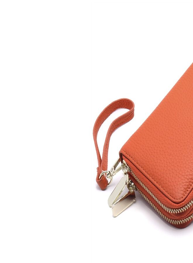 Loquat Multiple Compartment Double-Zip Wallet Orange  - Image 3