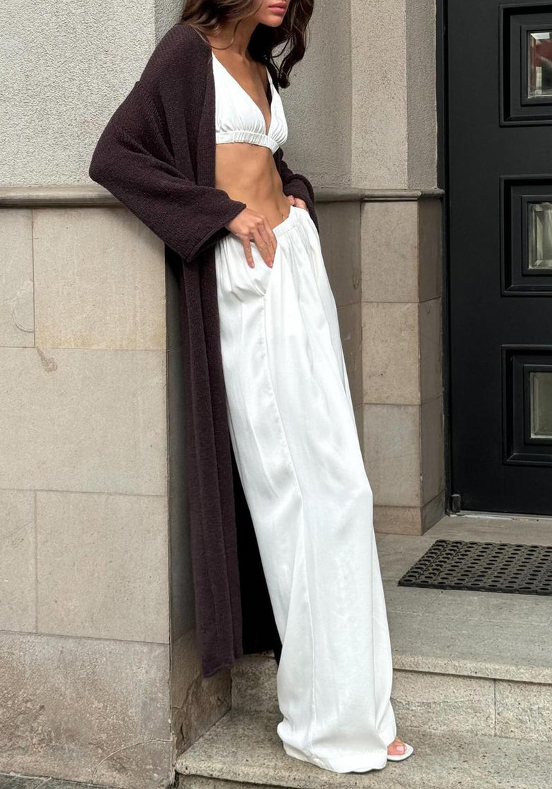 NRTHYE Women Long Cardigan Sweaters Casual Long Sleeve Open Front Fall Outwear Coat Lightweight Maxi Knit Duster Sweater - Image 3