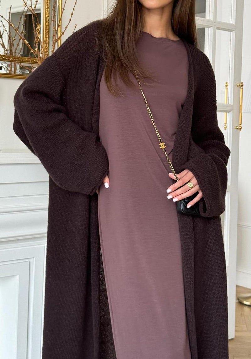 NRTHYE Women Long Cardigan Sweaters Casual Long Sleeve Open Front Fall Outwear Coat Lightweight Maxi Knit Duster Sweater - Image 5