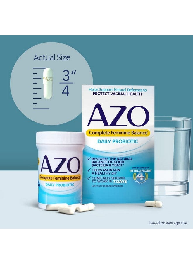 AZO Complete Feminine Balance Daily Probiotics for Women, Clinically Proven to Help Protect Vaginal Health, balance pH and yeast, Non-GMO, 30 Count - Image 3
