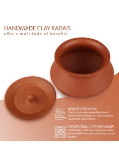 BHANVI BHANVI Handcrafted Terracotta Brown Mitti Round Curd Handi Traditional Earthenware for Authentic Taste and Natural Storage R1 1550 ML  - Image 5
