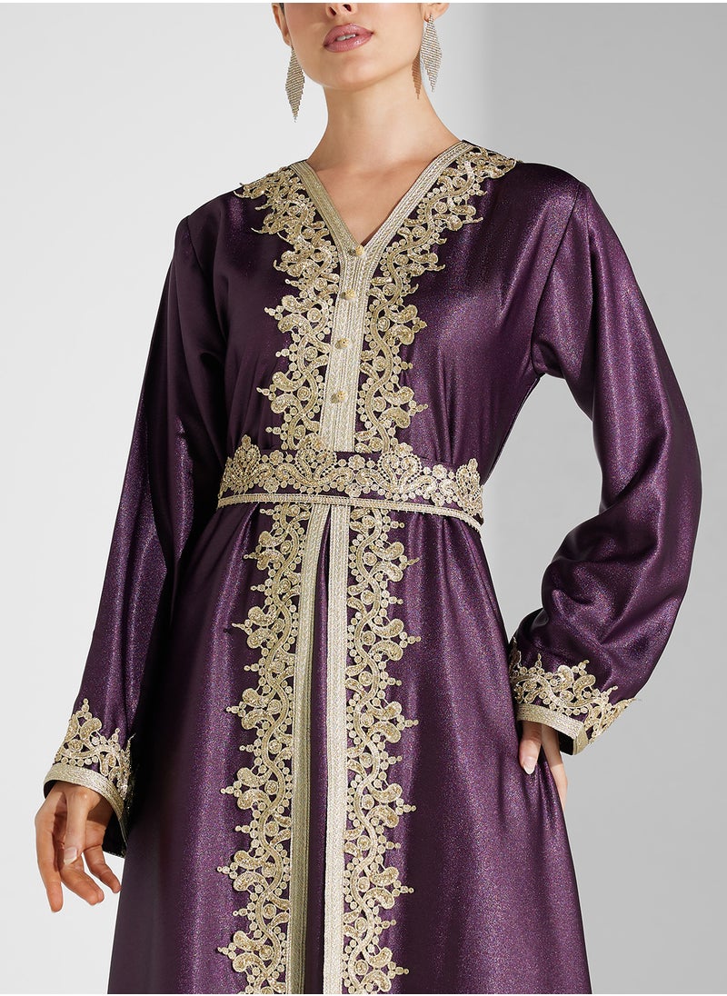 hayas closet Flared Sleeve Belted  Moroccan Dress  - Image 3