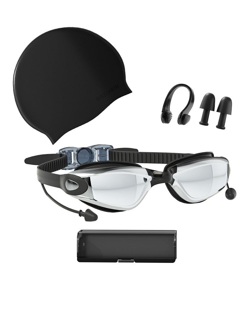GRKC High Definition Anti-Fog Swimming Goggles Set, Black Plated - Image 1