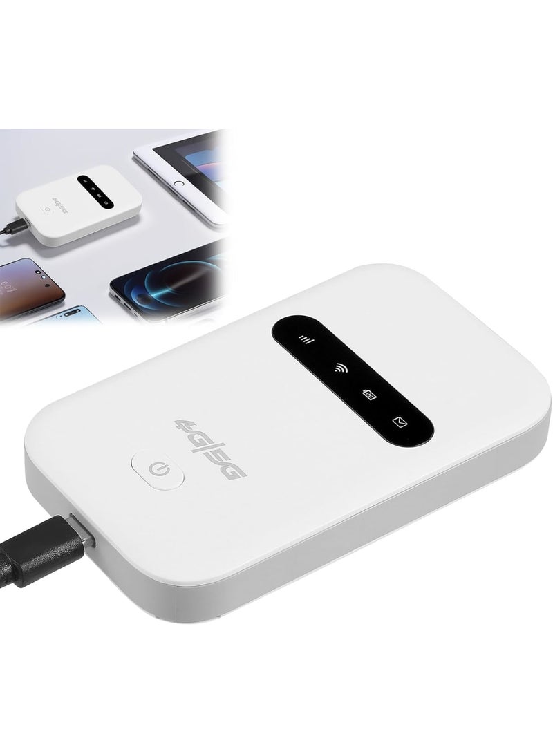 Barakah Portable WiFi 4G Travel Router, 300Mbps Super Fast Internet Hotspot, 3000mAh Battery, Pocket 4G LTE WiFi for Up to 10 Users, Ideal for Travel, Phone, Laptop, Computer (White) - Image 1