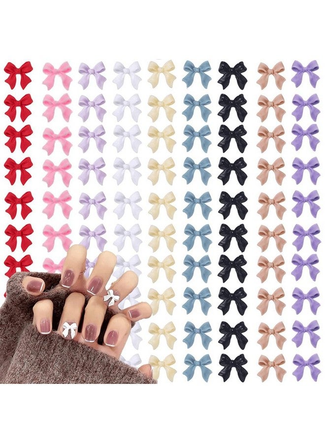 ASVNRES 9 Colors 3D Bow Nail Art Decorations 100Pcs Colorful Bowknot Nail Accessories 3D Bows Nail Charms For Acrylic Resin Flatback Nail Art Design - Image 1