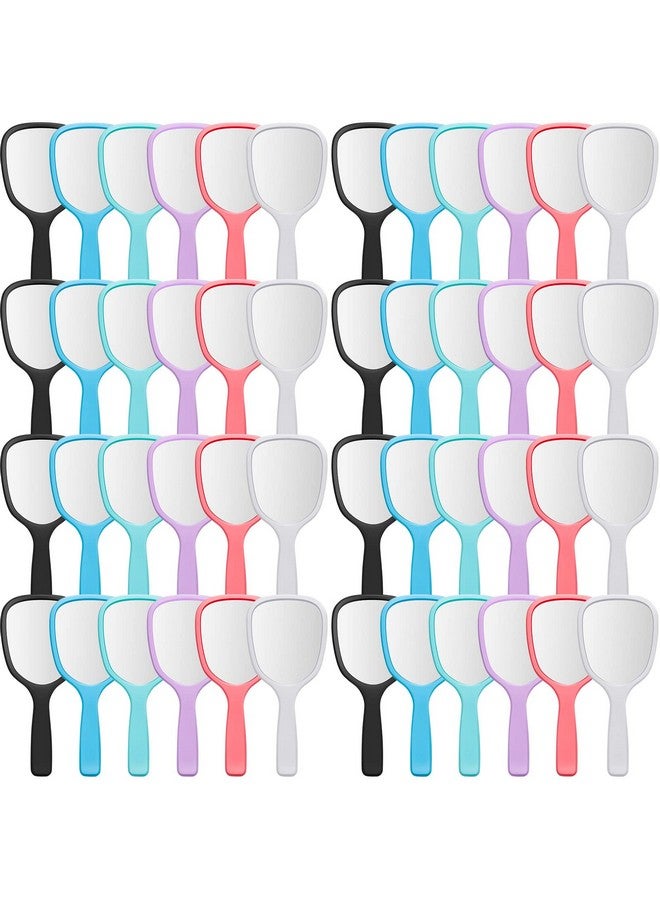 Vinsot Hand Handheld Mirror With Handle Plastic Compact Travel Makeup Cosmetic Mirror Small Personal Portable Hand Held Mirror For Home Vanity Camping 7.09 X 3.15 Inches 6 Colors (50 Pieces) - Image 1