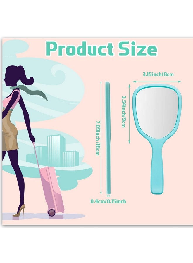 Vinsot Hand Handheld Mirror With Handle Plastic Compact Travel Makeup Cosmetic Mirror Small Personal Portable Hand Held Mirror For Home Vanity Camping 7.09 X 3.15 Inches 6 Colors (50 Pieces) - Image 2