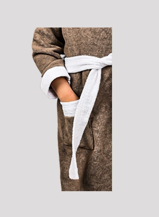 Banotex Children's Bathrobe 100% Cotton Brown Color Baby Hooded Comfortable Bathrobe for Girls and Boys One Piece  - Image 3