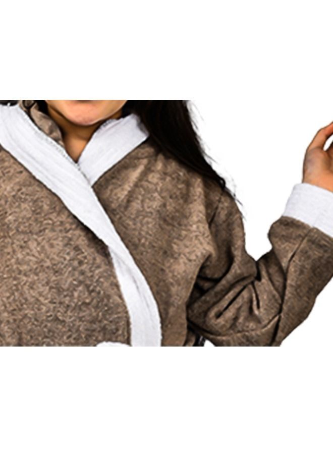 Banotex Children's Bathrobe 100% Cotton Brown Color Baby Hooded Comfortable Bathrobe for Girls and Boys One Piece  - Image 2