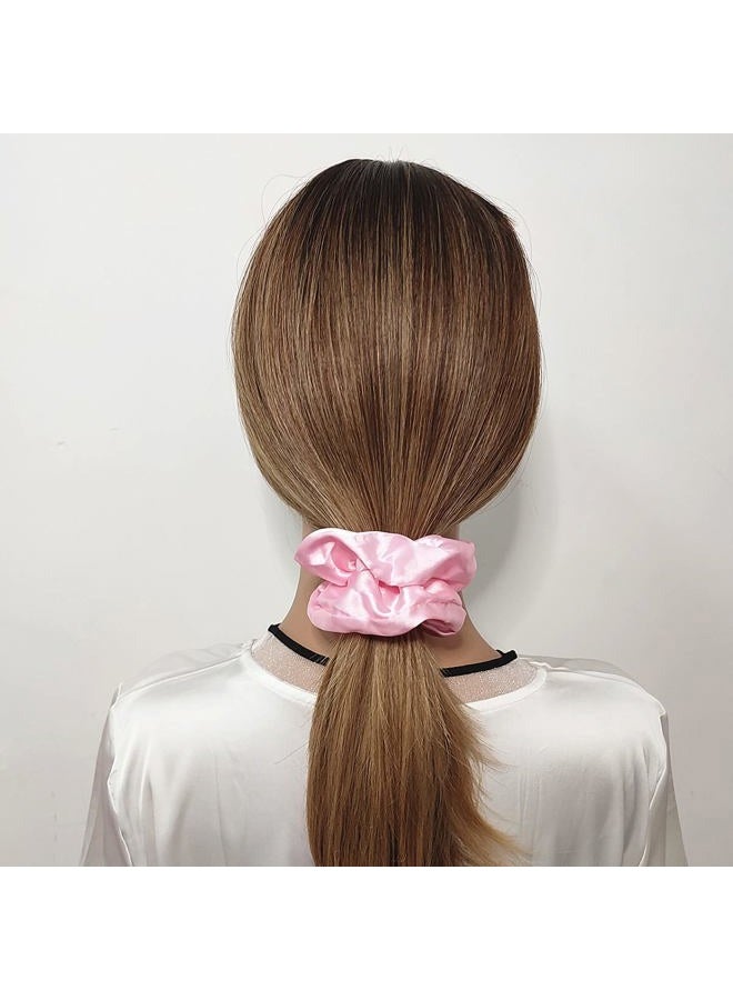 Sufermoe 6 Pcs Satin Hair Scrunchies and Ties - Soft Ponytail Holders, Fashion Hair Bands, Bows, Ropes, and Elastics for Women and Girls (4.3 inch, Pink) - Image 2