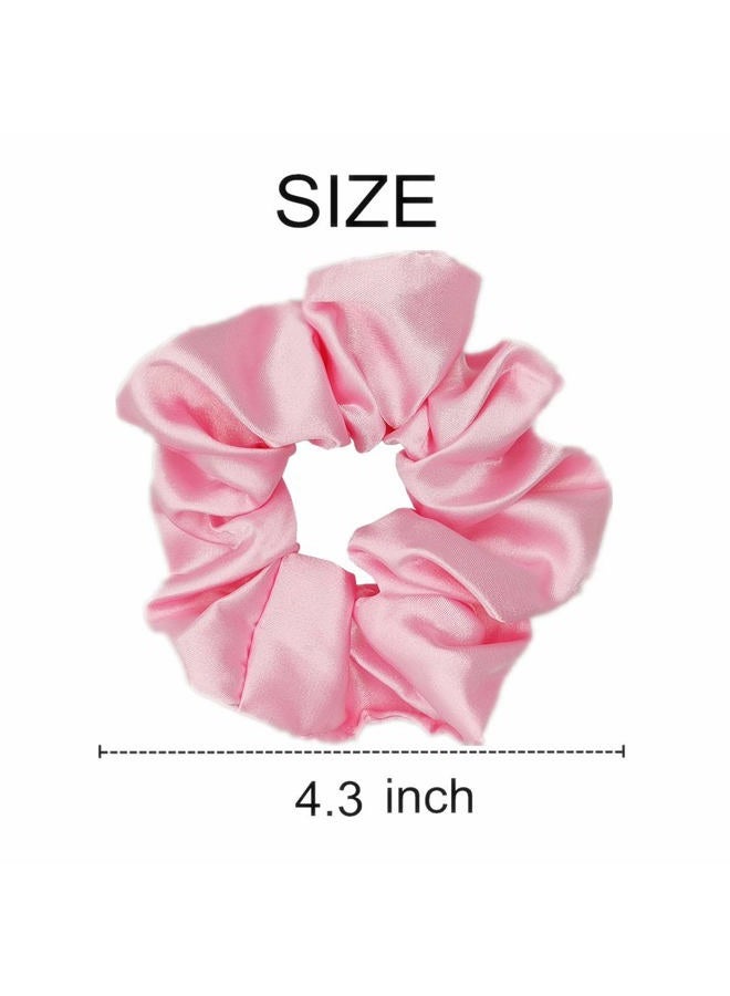 Sufermoe 6 Pcs Satin Hair Scrunchies and Ties - Soft Ponytail Holders, Fashion Hair Bands, Bows, Ropes, and Elastics for Women and Girls (4.3 inch, Pink) - Image 3