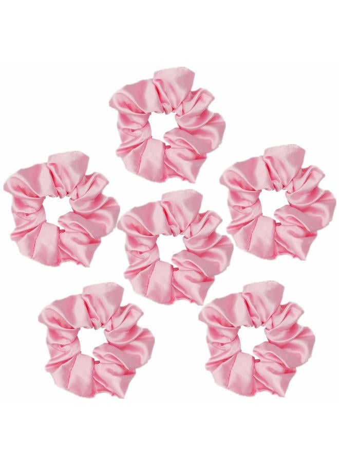 Sufermoe 6 Pcs Satin Hair Scrunchies and Ties - Soft Ponytail Holders, Fashion Hair Bands, Bows, Ropes, and Elastics for Women and Girls (4.3 inch, Pink) - Image 4