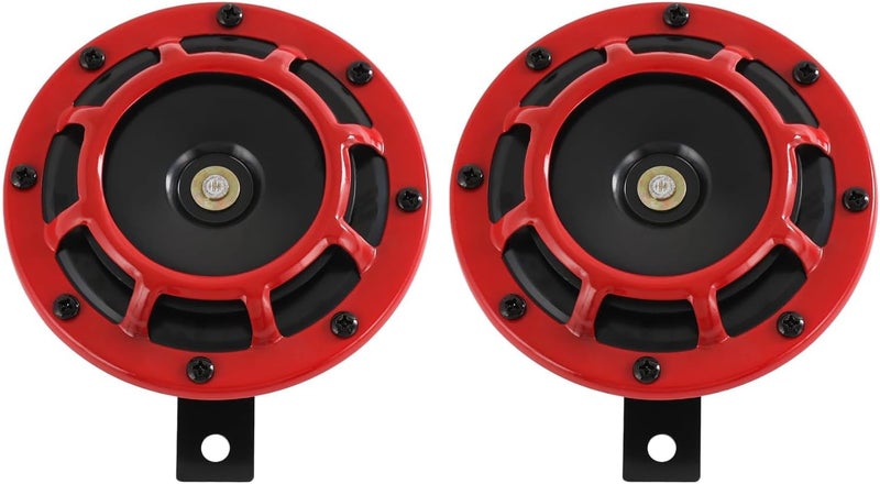 CARMOCAR Eletric Car Horn Kit 12V 135db Super Loud High Tone and Low Tone Metal Twin Horn Kit with Bracket for Cars Trucks SUVs RVs Vans Motorcycles Off Road Boats (red) - Image 1
