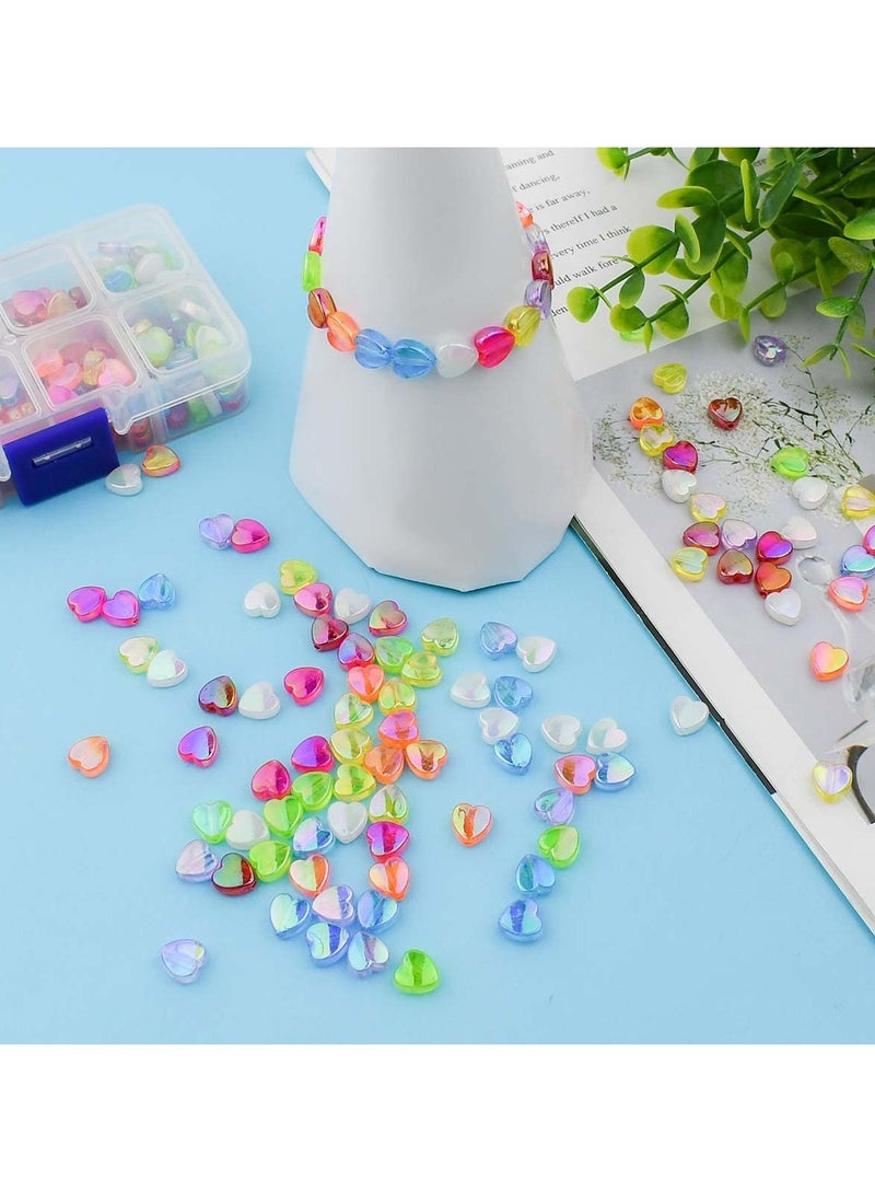 SOLARAE 400 Pcs Acrylic Heart Shape Beads for Jewelry Making, Colorful Loose Beads for DIY Craft Bracelet Necklace Earring Keychain Mini Colorful Heart Beads (8 Colors) - Image 5
