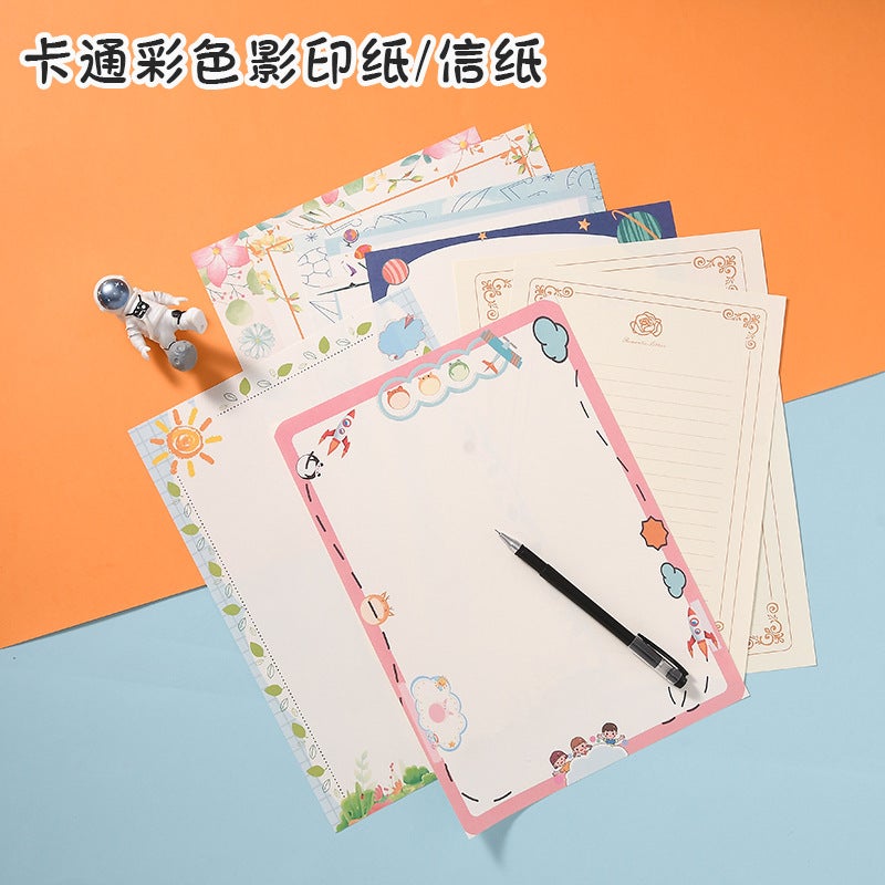 A4 Letter Paper Simple Student Creative Cartoon Pattern Cute Color Handwritten Love Letter Letter Paper Copy Pocopy Paper Printing - Image 2