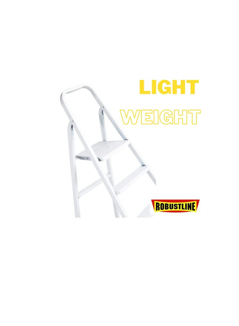ROBUSTLINE Robustline Heavy Duty Steel Ladder, Ultra Stable Folding Ladder. (6 Step, White)  - Image 2