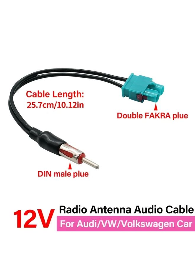 1pc Dual Male Fakra To Din Male Car Radio Antenna Audio Cable Adapter Dab Cb - Image 4