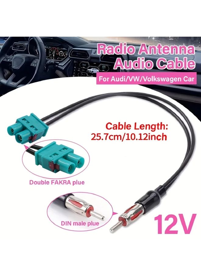 1pc Dual Male Fakra To Din Male Car Radio Antenna Audio Cable Adapter Dab Cb - Image 1