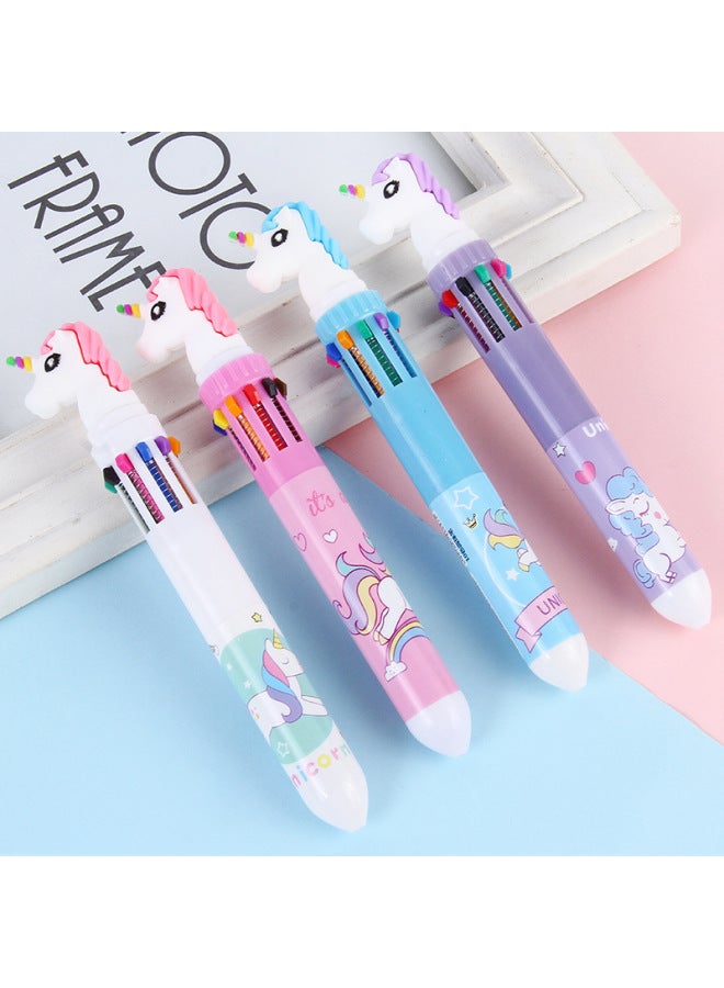 Autonomy Creative Stationery Ten Color Ballpoint Pen Cartoon Student Color Hand Account Pen Girl Heart Multi-color Press Ballpoint Pen - Image 2