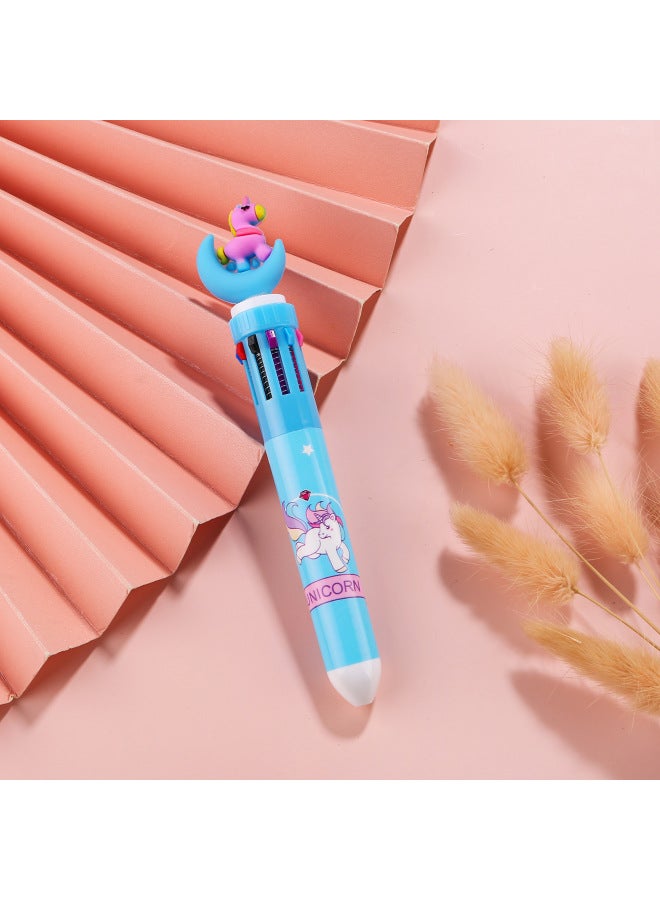 Autonomy Creative Stationery Ten Color Ballpoint Pen Cartoon Student Color Hand Account Pen Girl Heart Multi-color Press Ballpoint Pen - Image 1