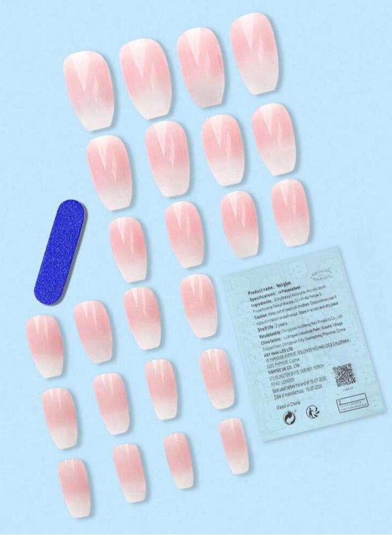 Tuline Gradient pink jelly nails, 24 pieces - Image 3