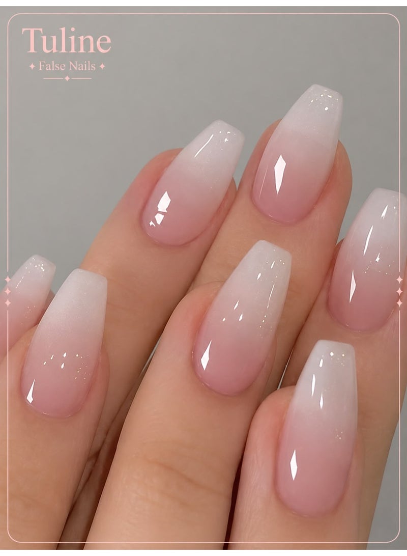 Tuline Gradient pink jelly nails, 24 pieces - Image 1