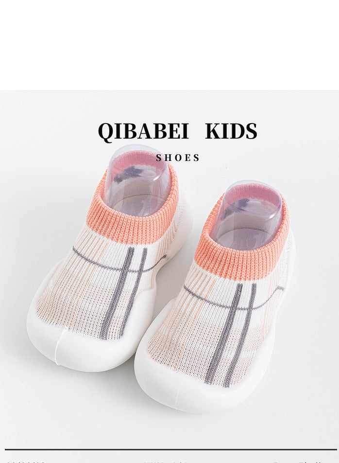 إس سيميفر حذاء جورب للأطفال مع مطاط مضاد للانزلاق أحذية المشي الأولى للأولاد والبنات، حذاء داخلي خفيف الوزن قابل للطي للأولاد والبنات الصغار، وردي-L - Image 4