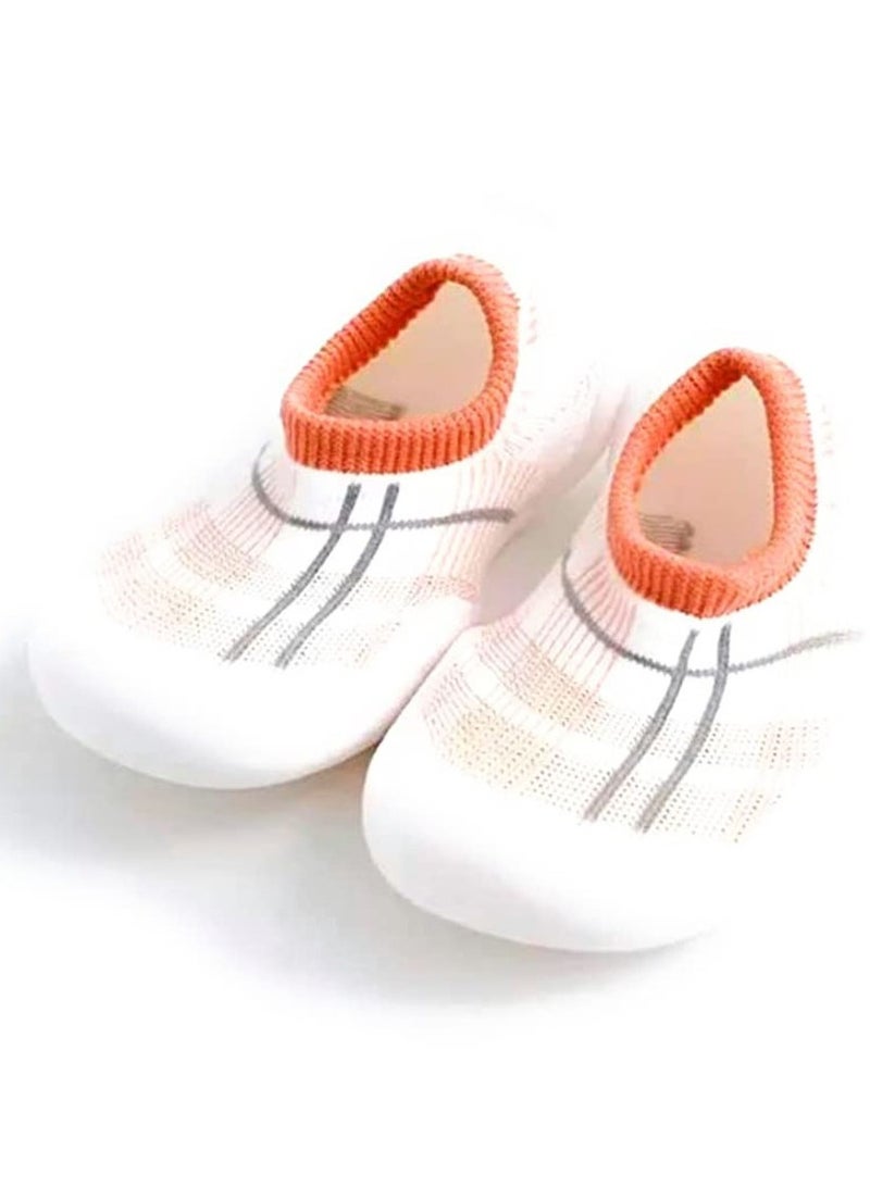 إس سيميفر حذاء جورب للأطفال مع مطاط مضاد للانزلاق أحذية المشي الأولى للأولاد والبنات، حذاء داخلي خفيف الوزن قابل للطي للأولاد والبنات الصغار، وردي-L - Image 1