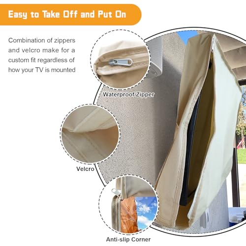 2win2buy Outdoor TV Cover 80-85 Inch Weatherproof, Waterproof Outside TV Covers Heavy Duty 600D Oxford TV Covers Outdoor TV Screen Protectors Shield with Zippers for Flat Screen Outdoor TVs - Image 4