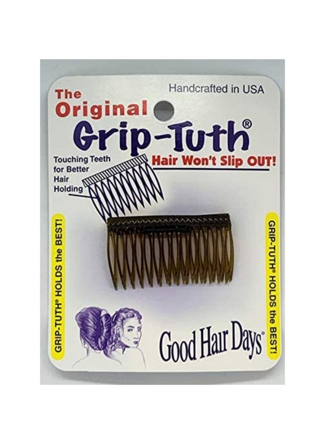 Good Hair Days Grip-Tuth Combs - Tuck Combs For Hair Decorative & Hair Styling - Fine and Thin Hair Accessories (Tortoise Shell, 2 Count- 1 ¾ inch) - Image 1