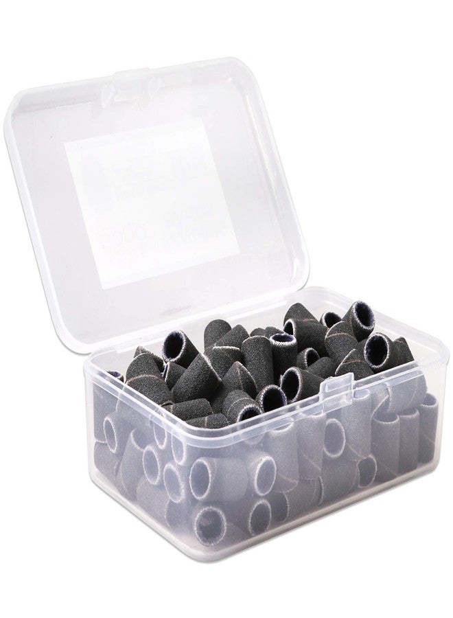 PANA 100 Pieces Nail Sanding Bands Professional Nail Manicure Great Fit for Nail Drill Bits for Acrylic Nails (240 Grit, Black) - Image 1