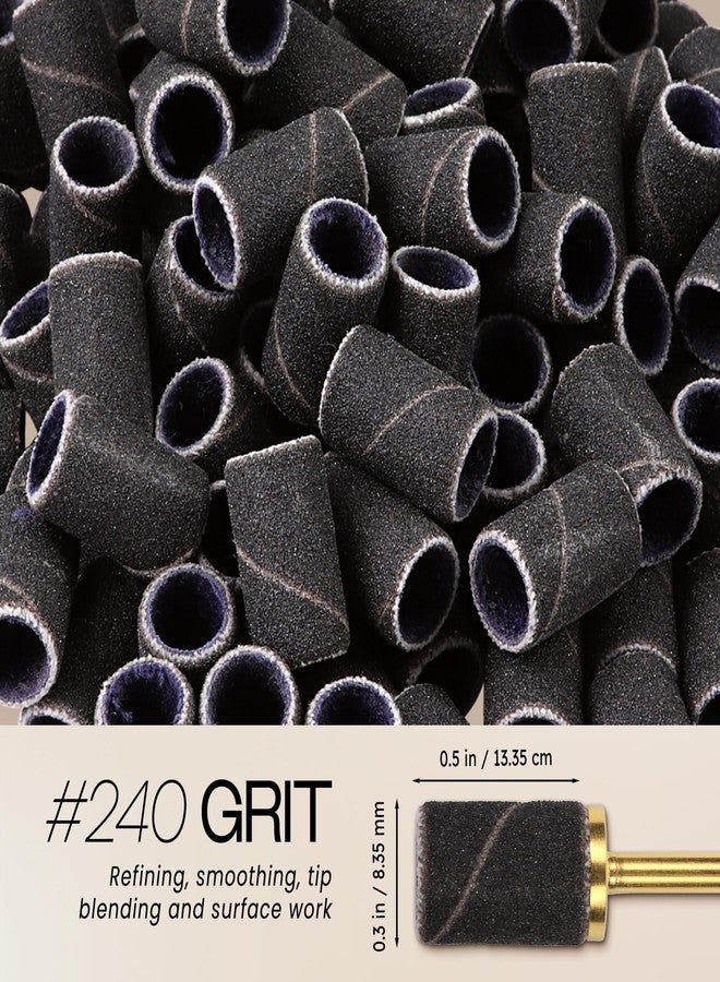 PANA 100 Pieces Nail Sanding Bands Professional Nail Manicure Great Fit for Nail Drill Bits for Acrylic Nails (240 Grit, Black) - Image 3