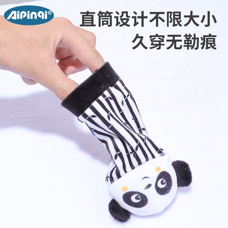 Aipinqi Baby Wrist Band Toy - Black White Animal Rattle Socks for 0-1 Year Old, Plush Wristlet - Image 2