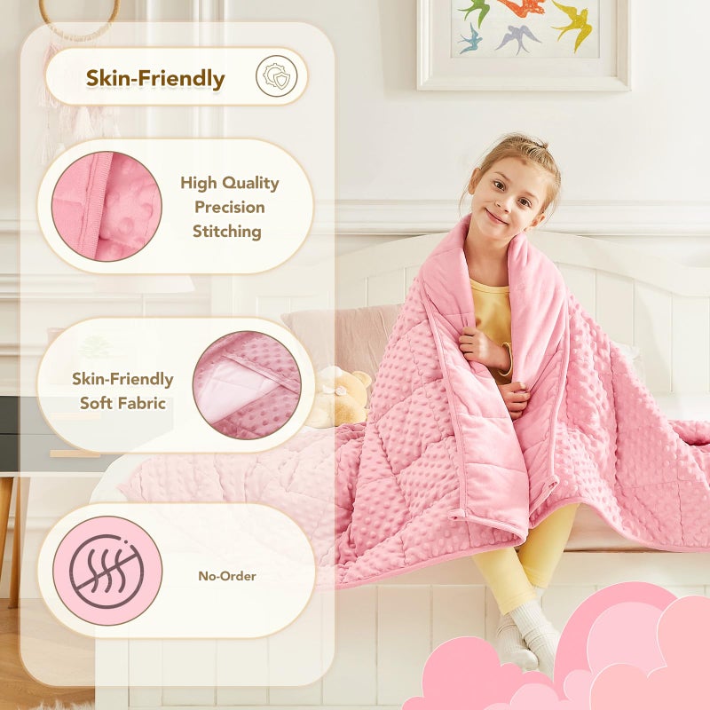 CuteKing Weighted Blanket - Weighted Blanket with Premium Glass Beads - Heavy Blanket Crystal Velvet for Comfort Sleep - Thick Blanket All Season (7lbs, 40"x60", Pink Bubble) - Image 5