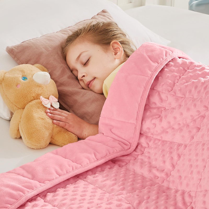CuteKing Weighted Blanket - Weighted Blanket with Premium Glass Beads - Heavy Blanket Crystal Velvet for Comfort Sleep - Thick Blanket All Season (7lbs, 40"x60", Pink Bubble) - Image 1