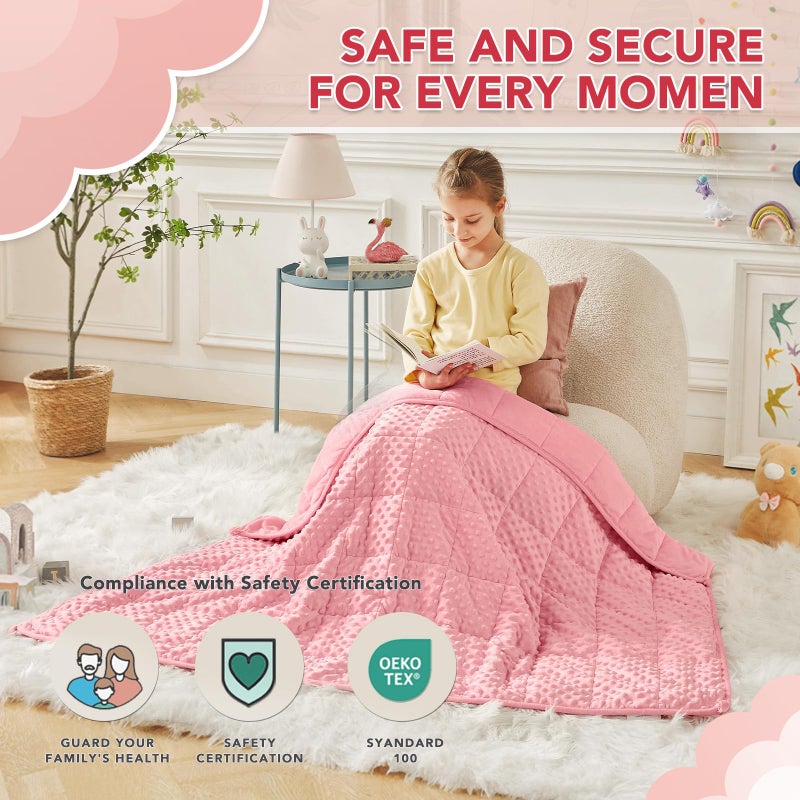 CuteKing Weighted Blanket - Weighted Blanket with Premium Glass Beads - Heavy Blanket Crystal Velvet for Comfort Sleep - Thick Blanket All Season (7lbs, 40"x60", Pink Bubble) - Image 2